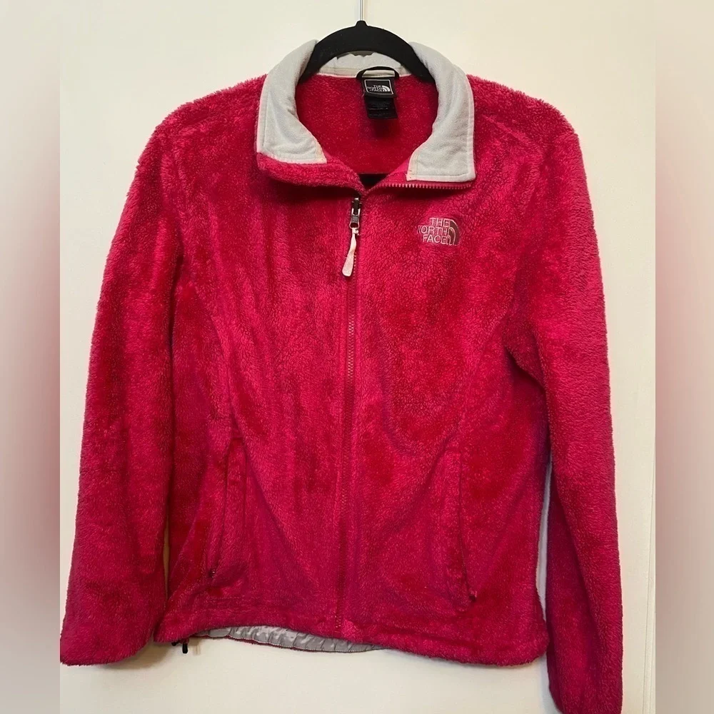 The Northface Oso Osito Plush Full Zip Shell Jacket Layer Bright Pink Soft Med